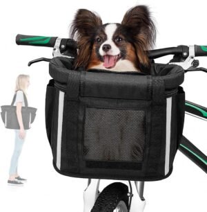 Afneembare fietsmand voor honden met veiligheidsriem voor damesfiets en mountainbike