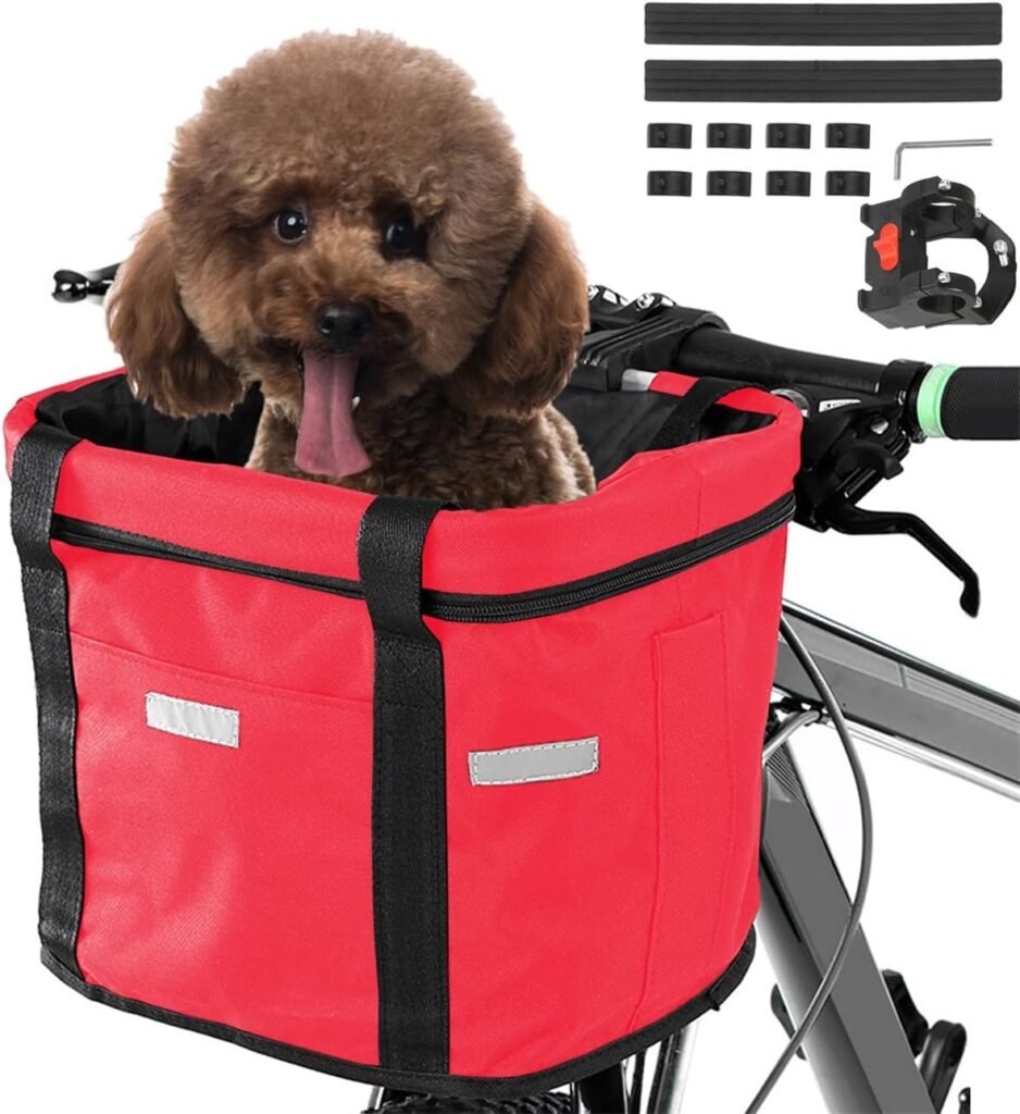 Opvouwbare fietsmand voor hond, comfortabele fietsmand voor veilige fietsritten, eenvoudig te monteren en demonteren