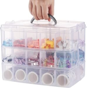 Opbergbox met Compartimenten – 3 Lagen en 30 Vakken – Transparante Kunststof Organizer met Handvat – Sorteerdoos voor Knutselmateriaal en Sieraden