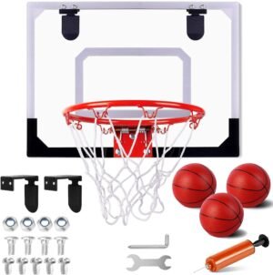 Verstelbare basketbalkorf voor volwassenen met basketbal voor binnen- en buitengebruik