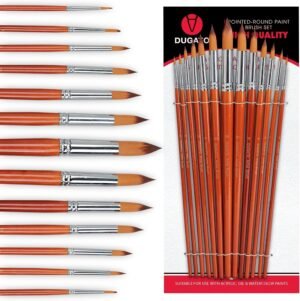 Aquarelpenselen set met synthetische haren en ergonomische handvatten in verschillende maten