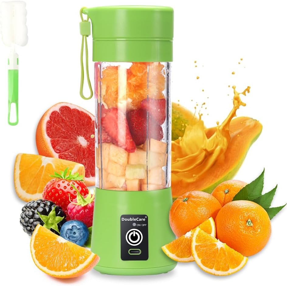 Draagbare USB-blender 380 ml groen met 6 messen voor smoothies en shakes