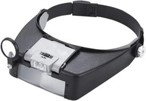 Hoofdband vergrootglas met LED-verlichting en instelbare lens voor handsfree precisiewerk, geschikt voor brildragers, juwelen, diamanten, postzegels en tandheelkunde