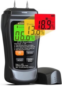 Digitale Houtvochtmeter – Professionele Vochtmeter met 2 Meetpennen – Kleurendisplay voor Hout, Muren en Vloeren – Nauwkeurige Vochtmeting voor Bouwmaterialen