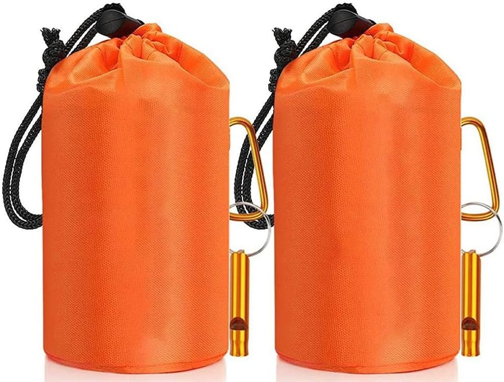 Set van 2 oranje noodslaapzakken, isolerende warmtedekens voor EHBO, overleving, kamperen en wandelen