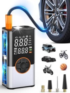 Elektrische Luchtpomp 150 PSI met 8000 mAh Accu – Draagbare Compressor met Digitale LED Display – Fietspomp en Autobandenpomp met 5 Modi – Geschikt voor Auto, Motor, Fiets en Ballen