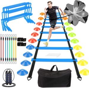 Voetbal Trainingsset met Blauwe Voetbal – Trainingskegels en Pionnen – Voetbalaccessoires voor Training en Techniekontwikkeling