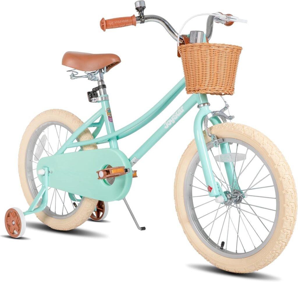 Meisjesfiets met mandje, standaard en zijwieltjes in retrostijl, verkrijgbaar in 12, 14, 16 en 20 inch voor kinderen van 2 tot 12 jaar