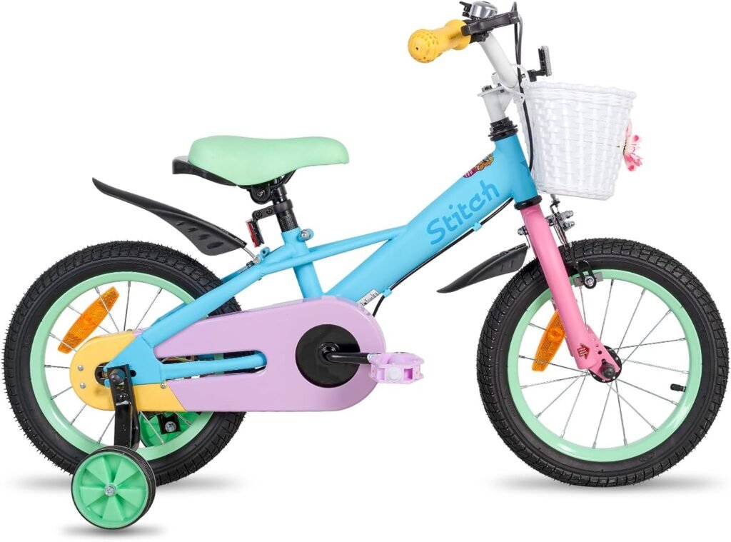 Kinderfiets 12 inch voor meisjes en jongens met mandje, zijwieltjes en verstelbaar zadel om veilig te leren fietsen