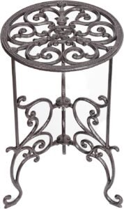 Plantenstandaard van Gietijzer 49,4 cm – Vintage Bloempot Houder – Metalen Plantenrek in Rustieke Stijl – Voor Binnen, Tuin en Balkon