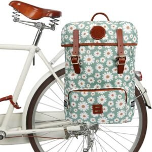 Waterdichte canvas fietstas en laptoprugzak tot 16 inch met schouderband en bevestigingshaken voor bagagedrager