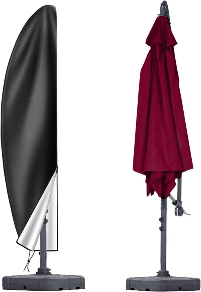 Waterdichte parasolhoes van 600D Oxford met rits, UV-bestendig en winddicht, geschikt voor tuinparasols van 2,5 tot 4 meter