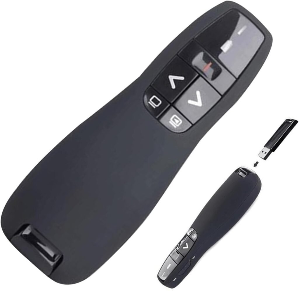 Draadloze presenter voor PowerPoint met laserpointer en ergonomische afstandsbediening voor presentaties