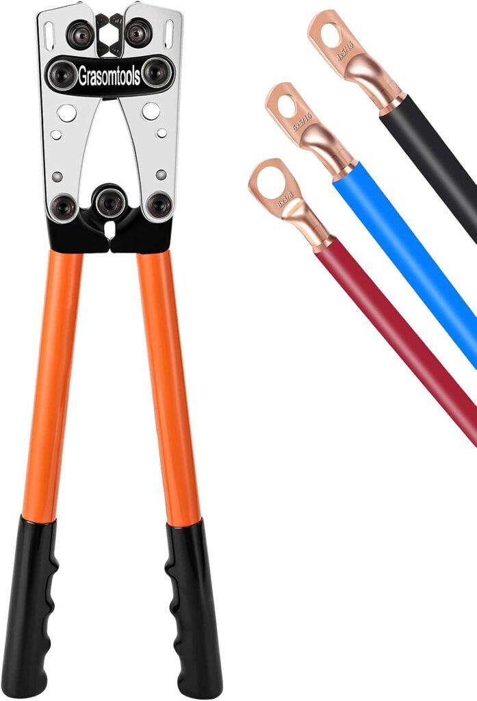 Krimptang voor kabelschoenen AWG 1/0-10 voor elektrische kabels, accuklemmen en koperen kabelschoenen