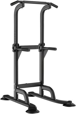 Verstelbaar pull-up station voor thuisfitness met robuust stalen frame en geïntegreerde dip bars