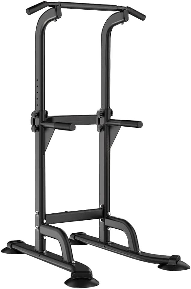 Verstelbaar pull-up station voor thuisfitness met robuust stalen frame en geïntegreerde dip bars