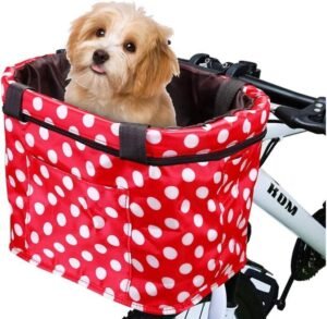 Hondenfietsmand voor Kleine Honden en Katten – Waterdichte en Opvouwbare Fietstas – Afneembare Stuurmand met Reflecterende Strepen – Multifunctionele Reistas voor Huisdieren