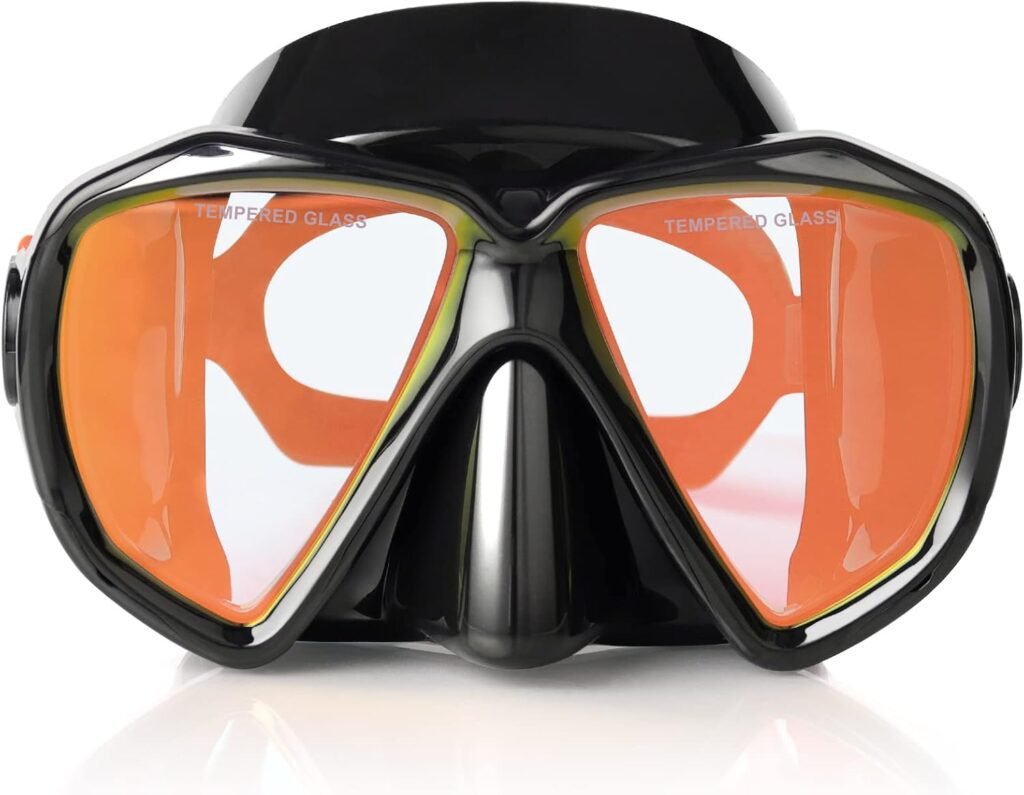 Duikbril voor volwassenen met neusbedekking, gehard glas, siliconenafdichting en anti-condensfunctie voor snorkelen