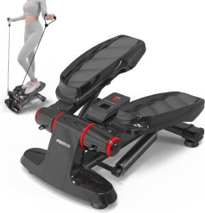Mini stepper met elastische touwen en LCD-display voor fitness en been- en biltraining thuis