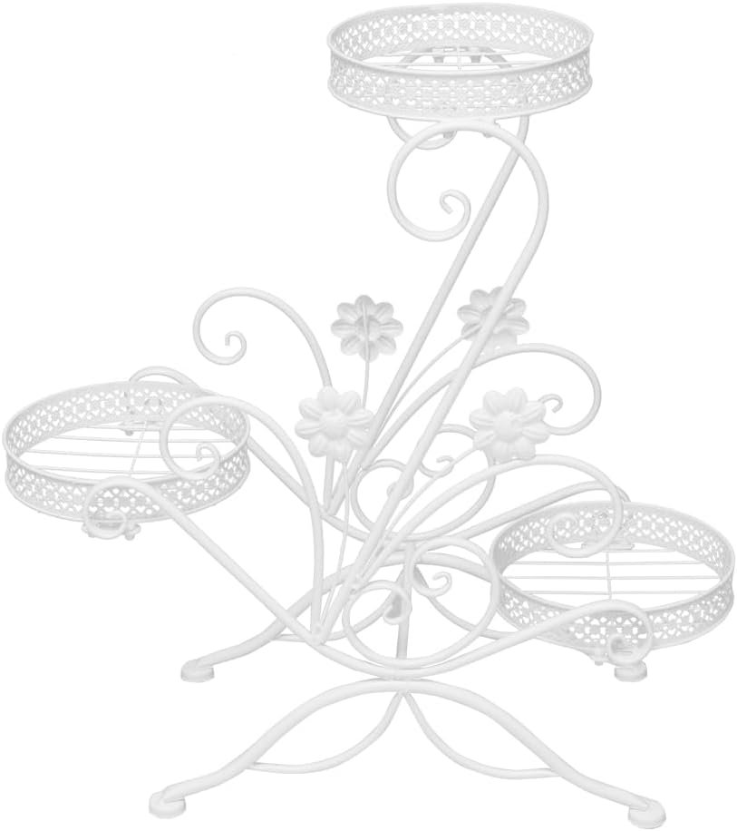 3-laags metalen plantenrek voor bloemen en planten, geschikt voor balkon, patio, tuin en binnengebruik