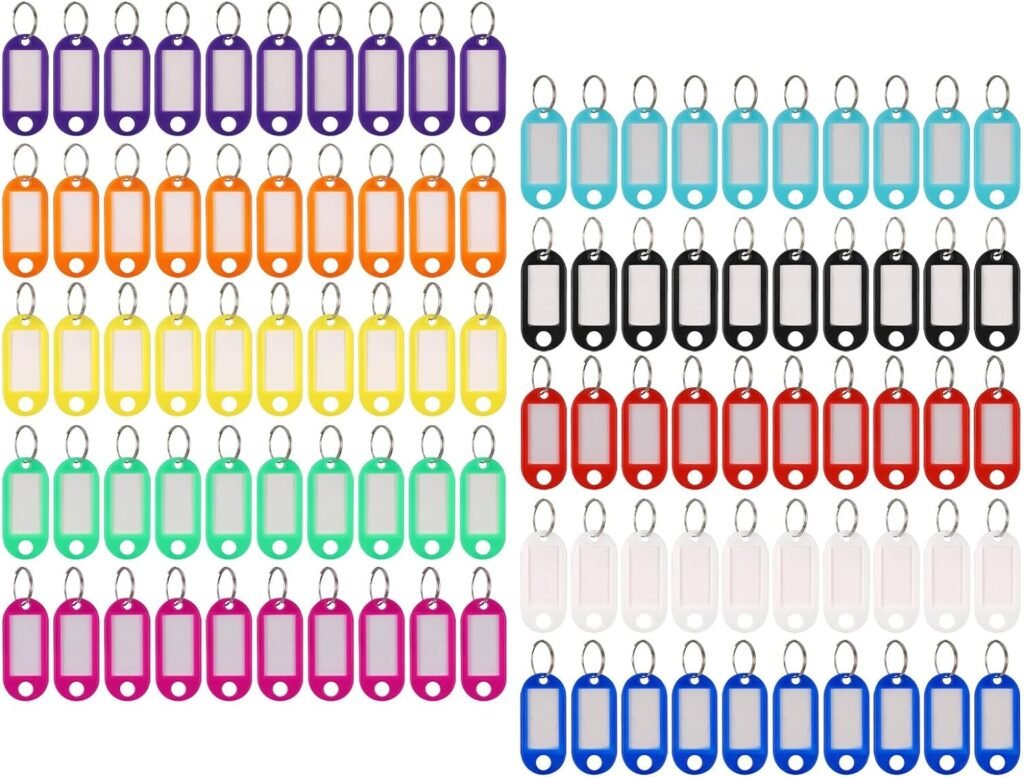 Sleutelhangers met beschrijfbare labels en USB-sticks set van 100 voor sleutelorganisatie en dataopslag