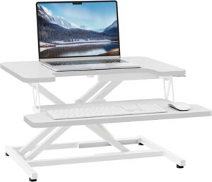 Verstelbaar Staand Bureau 55 x 40 cm – Ergonomische Computerwerkplek – Zit-Sta Werkstation met Toetsenbordplank – Snelle Montage