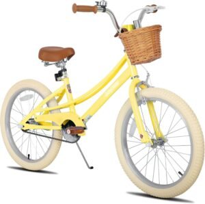 Meisjesfiets met Zijwieltjes – Kinderfiets met Mandje en Zijstandaard – Verstelbaar Zadel en Stevig Frame – 12 tot 20 Inch, voor Kinderen van 2 tot 13 Jaar