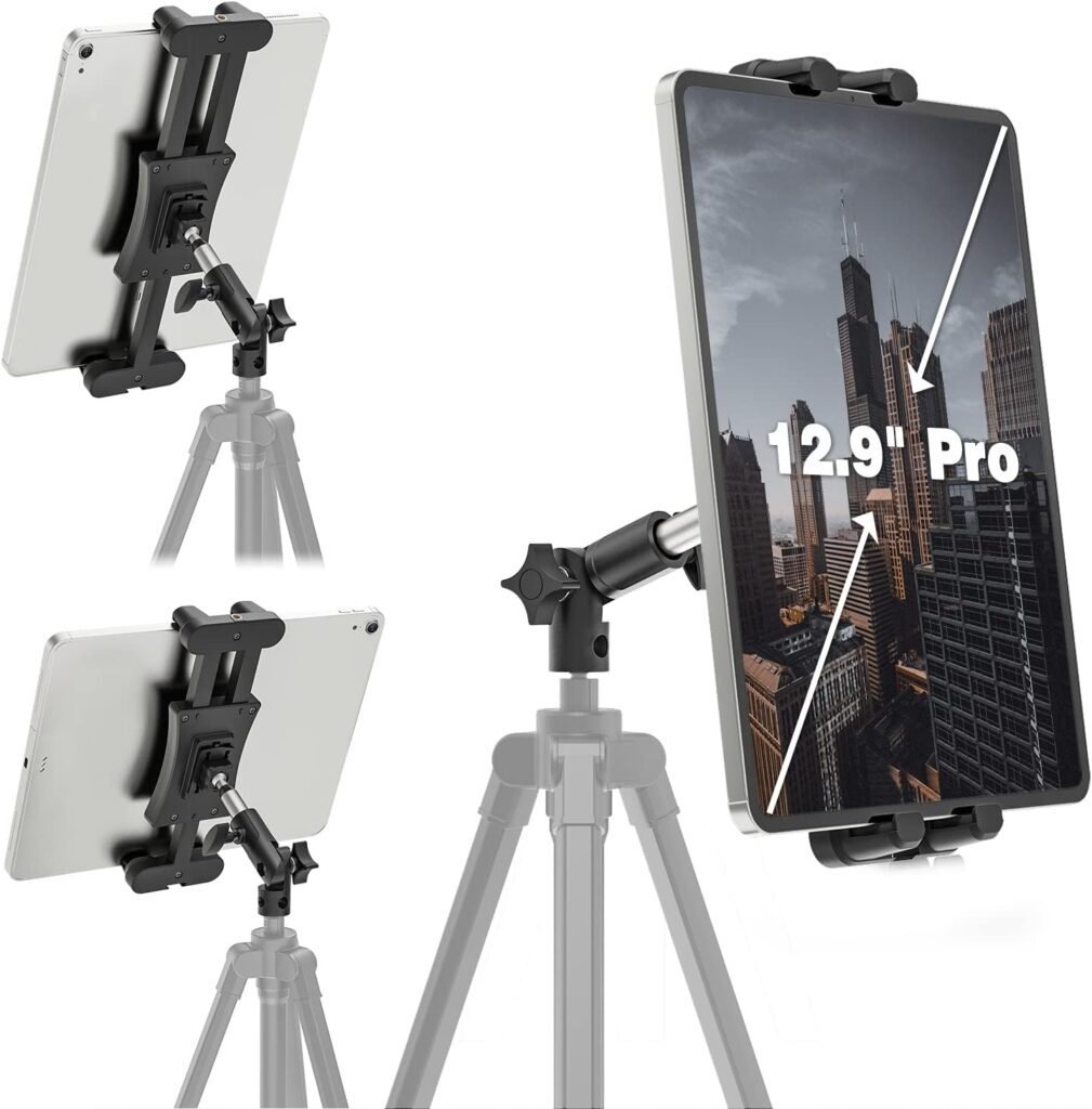 Tablet statiefhouder met verstelbare aluminium arm voor iPad en smartphones van 4,7 tot 13,5 inch