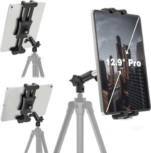 Tablet statiefhouder met verstelbare aluminium arm voor iPad en smartphones van 4,7 tot 13,5 inch