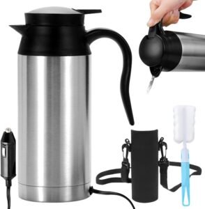 Auto Waterkoker 12V RVS 750 ml – Draagbare Reiswaterkoker voor Auto en Camping – Snelle Waterverhitting via Sigarettenaansteker