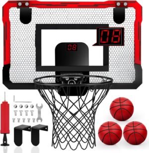 Mini basketbalkorf met automatische teruggave en bal voor indoor basketbal, geschikt voor kinderen en volwassenen