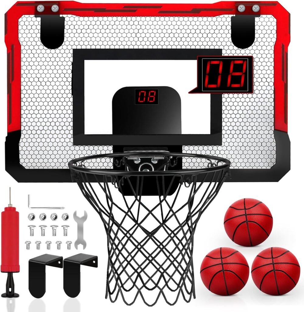 Mini basketbalkorf met automatische teruggave en bal voor indoor basketbal, geschikt voor kinderen en volwassenen