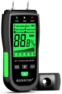 Vochtmeter voor Hout, Muren en Bouwmaterialen – Digitale Vochtigheidsmeter voor Haardhout, Vloeren en Tapijt – Voor Plafonds en Caravans – Inclusief Batterijen