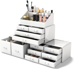 Make-up Organizer met Opberglades – Cosmetica Opbergdoos met Displayvakken – Beauty Organizer voor Make-up en Accessoires
