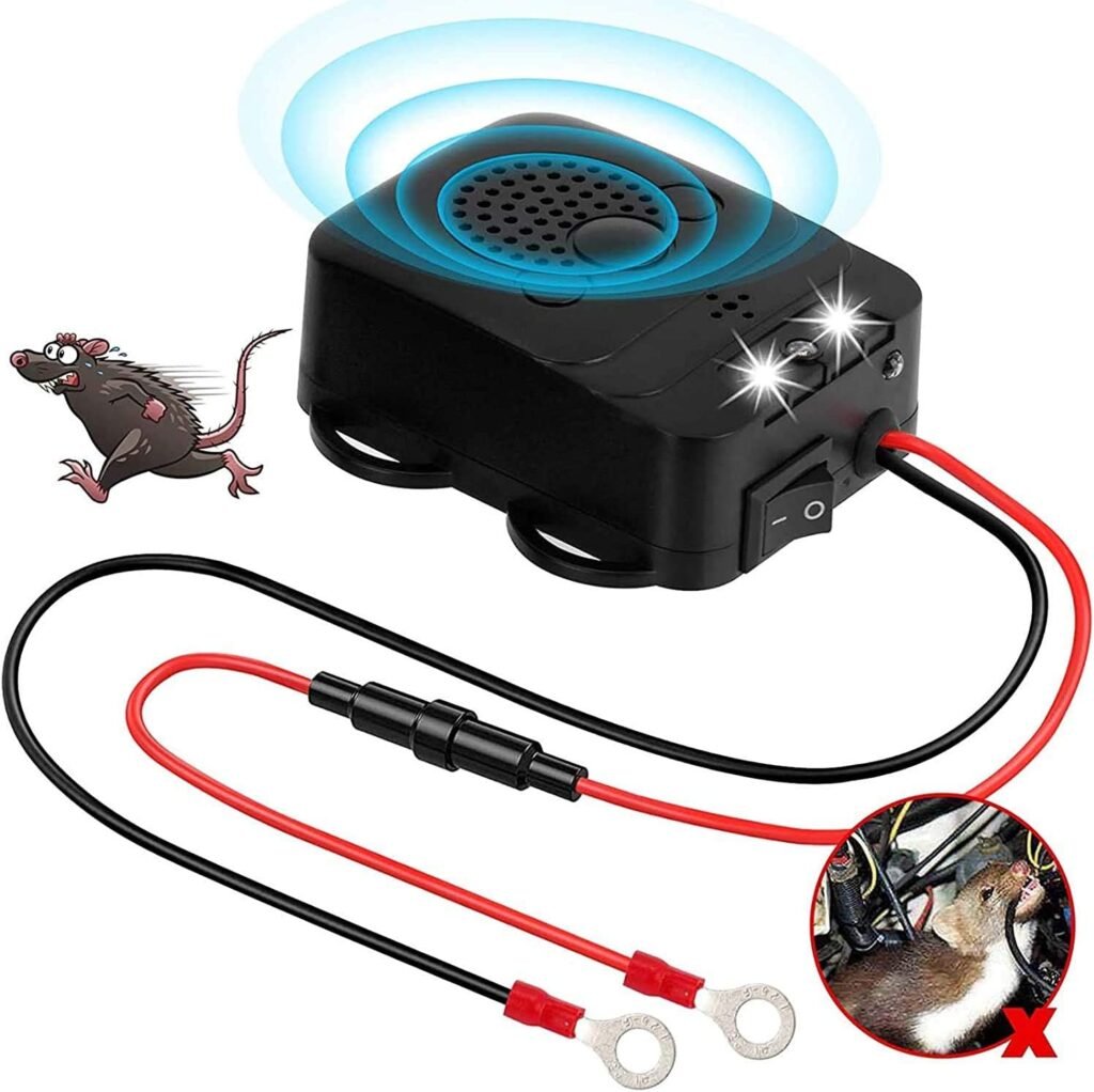 Auto marterverjager 12V met ultrasoon frequentiebereik 22-45 kHz, 3 LED knipperlicht en dierenafweer