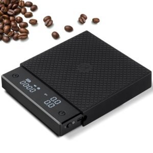 Digitale Koffieweegschaal met Timer – Barista Weegschaal voor Espresso en Filterkoffie – 0,1 g Nauwkeurig – Tot 2000 g, Zwart