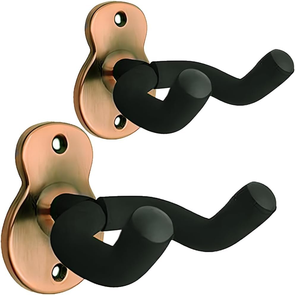 Gitaar wandhouder 2-pack in roodkoper voor basgitaar, elektrische gitaar, akoestische gitaar en ukulele