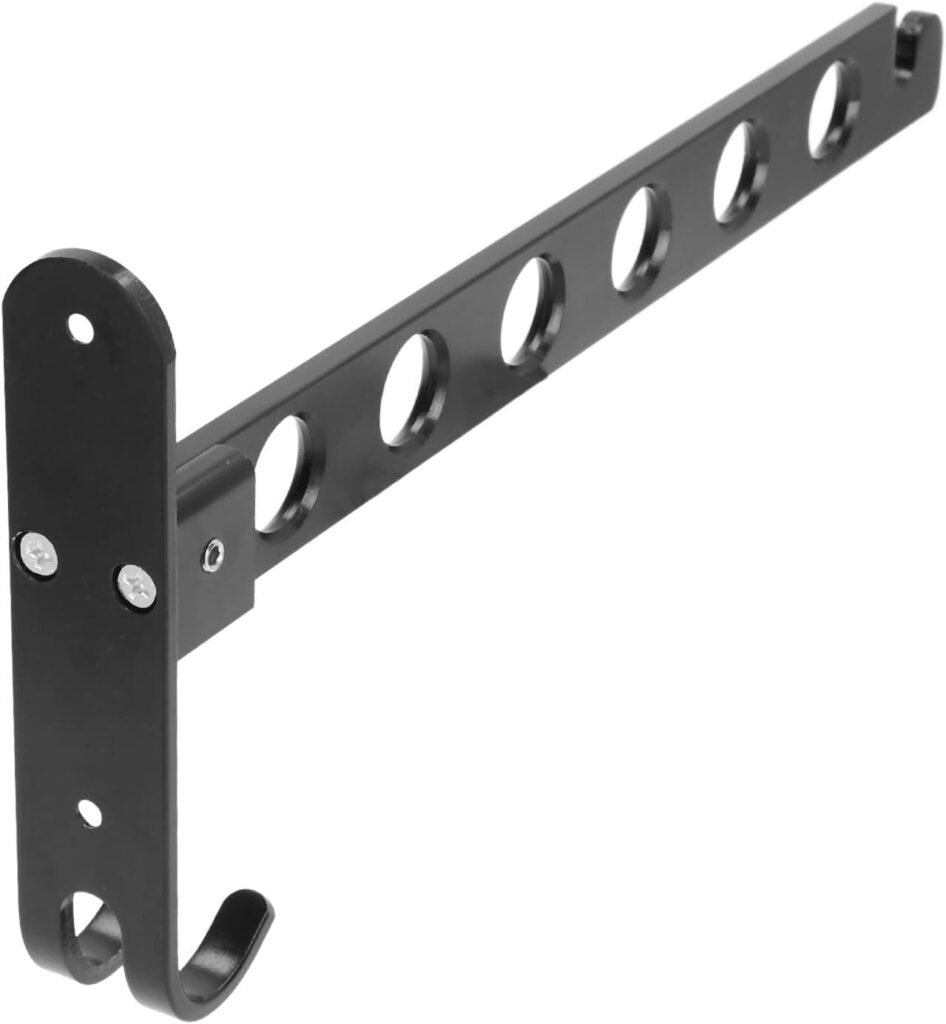 Opvouwbare zwarte wandhanger met 6 haken, 90° inklapbaar kledingdroogrek van 31 x 14,5 cm
