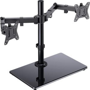 Dubbele Monitorarm voor 2 Schermen – Verstelbare Bureau Beugel – Draaibaar en Kantelbaar – Zwart – 13 tot 32 Inch – Max. 8 kg