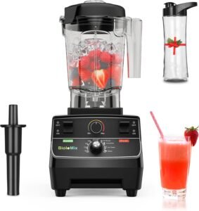 Blender 2200W – Smoothie Maker en Soepblender – 2 Liter Beker met Zelfreinigende Functie en 600 ml Reisbeker – BPA-Vrij