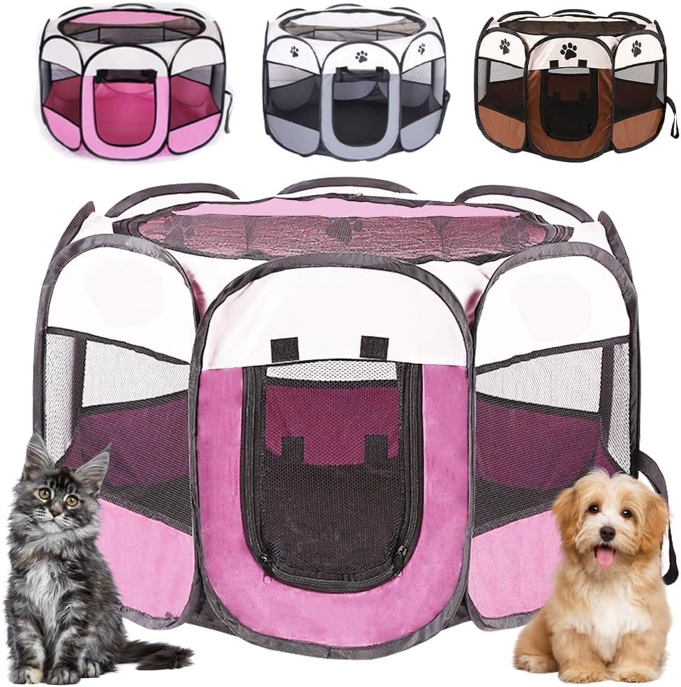 Opvouwbare puppybox roze 73x73x43 cm van waterdichte Oxford stof voor honden, konijnen, cavia’s en katten