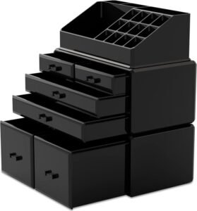 Make-up Organizer met 6 Lades – Cosmetica Opbergbak – Zwart – Voor Make-up en Cosmetica