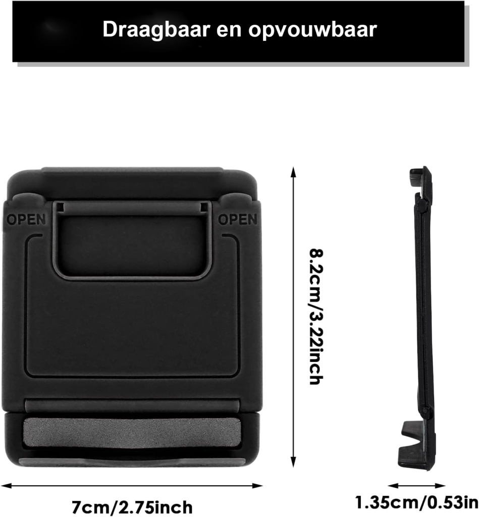 Tabletstandaard Verstelbaar - Opvouwbare Bureaustandaard voor Smartphones en Tablets - Universeel en Draagbaar - Zwart