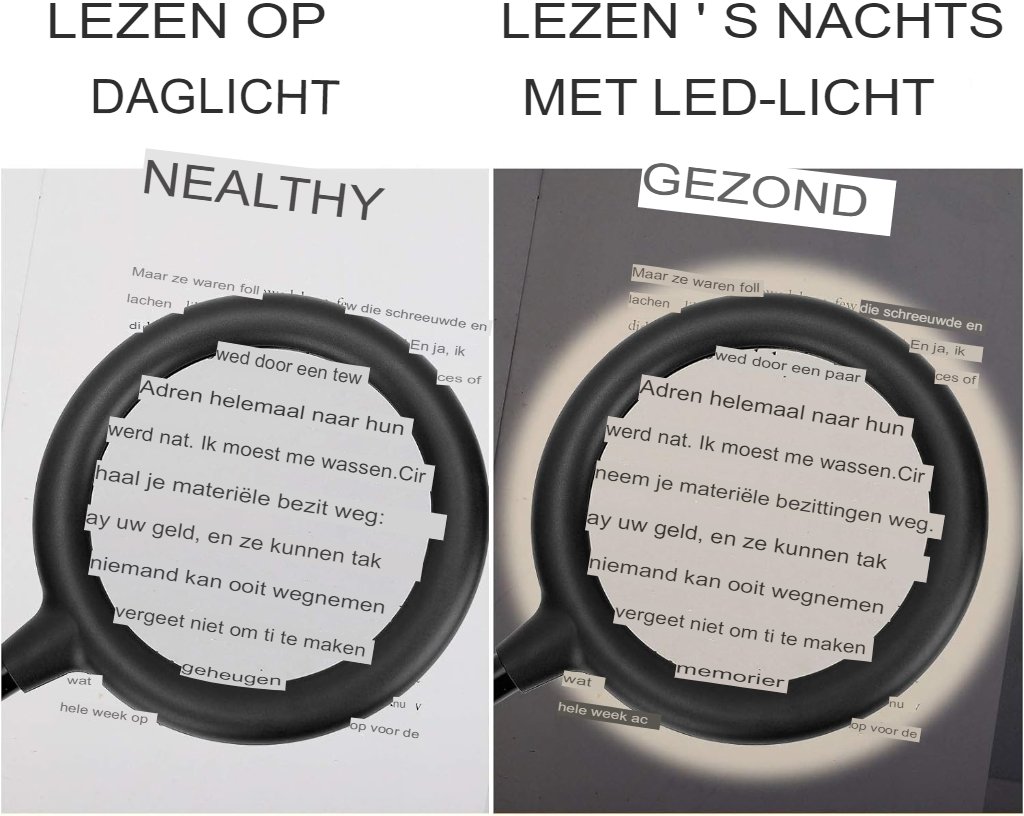 LED Vergrootlamp - Loeplamp met Daglicht - Instelbare Lichtinstellingen - Voor Lezen, Knutselen en Precisiewerk
