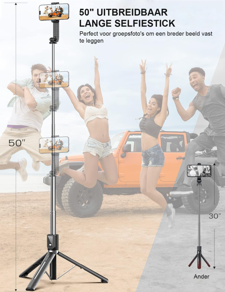 Smartphone Statief - Telefoonstatief met Bluetooth Afstandsbediening - 360° Draaibaar - Voor Fotografie, Video en Live Streaming - Compact en Draagbaar