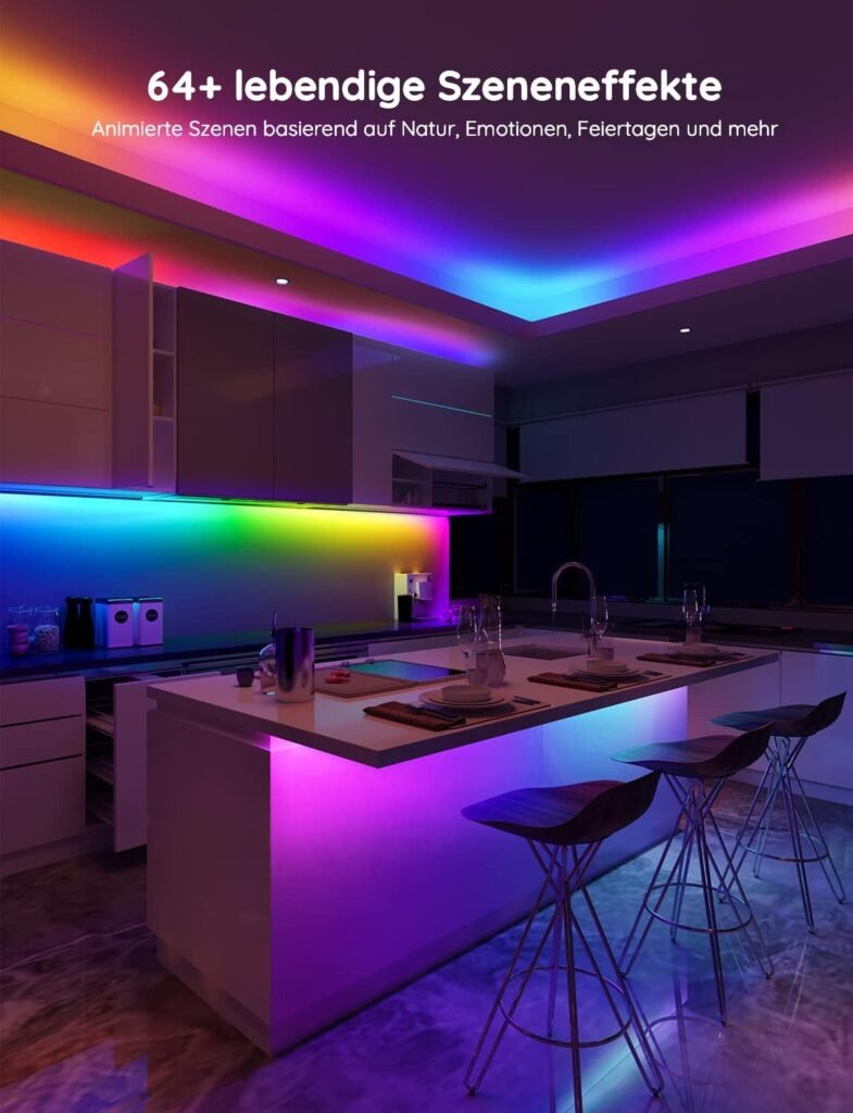 RGBIC Pro LED strip 5 meter met slimme kleurenverlichting, muzieksynchronisatie en app-bediening, geschikt voor Alexa en Google Assistant