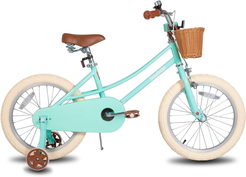 Meisjesfiets 12-20 Inch - Kinderfiets in Retro Stijl - Met Mandje, Standaard en Zijwieltjes - Voor Meisjes van 2 tot 12 Jaar