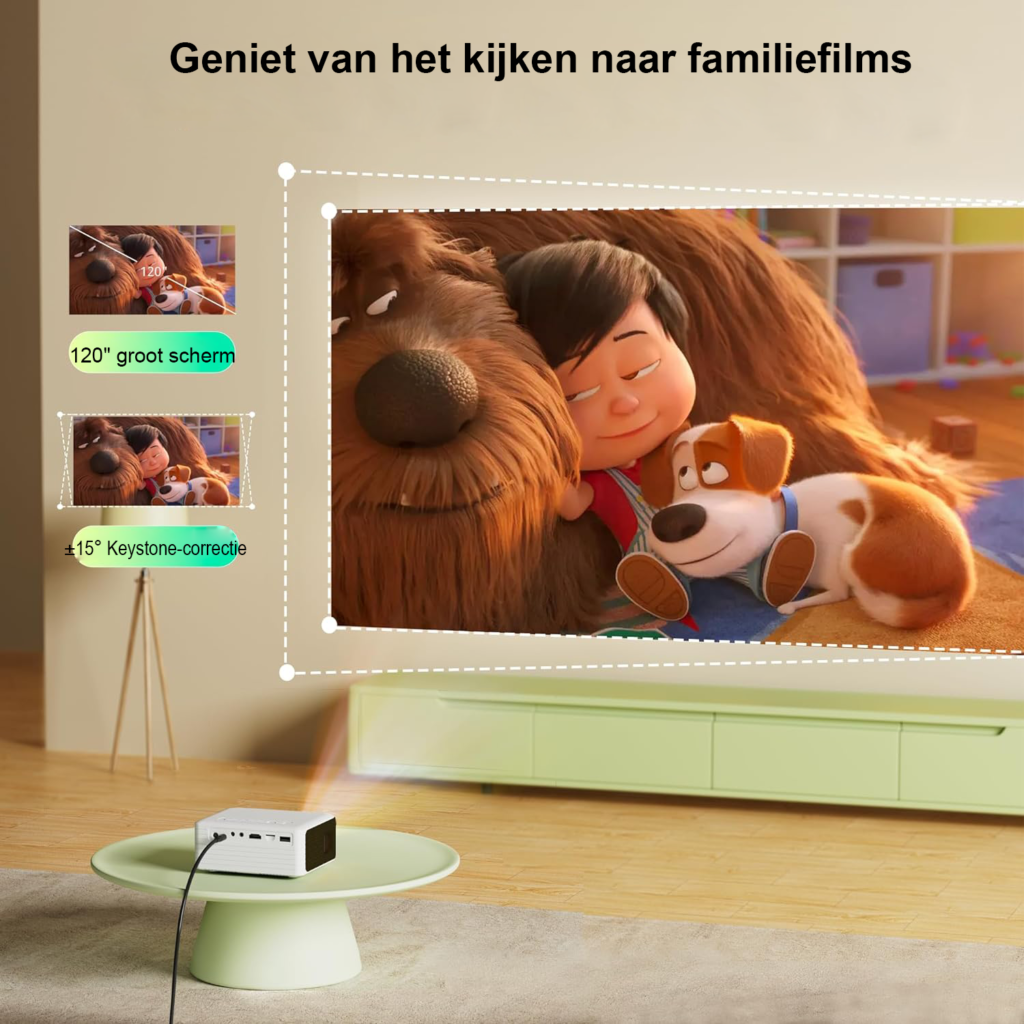 Mini draagbare projector HD 1080p met draadloze connectiviteit