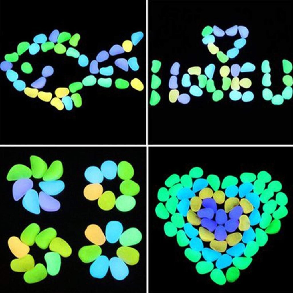 Lichtgevende aquariumgrind en keien met glow-in-the-dark effect voor aquariumdecoratie, veilig voor vissen en reptielen