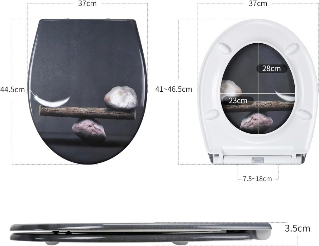 Toiletbril met Softclose - Duroplast Toiletdeksel met Motief - Toiletbril met Snelsluiting en Topmontage
